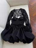 Trendy Ball Gown Spaghetti Straps Black Lace Formal Short 8th Grade Homecoming Dress Summer Middle School Hoco Dresses Birthday Outfits HZ1121