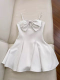Trendy A line Spaghetti Straps White Satin Formal Short 8th Grade Homecoming Dress Summer Middle School Hoco Dresses Birthday Outfits HZ1121