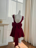 Trendy A line Square Burgundy Satin Sleeveless Formal Short 8th Grade Homecoming Dress Summer Middle School Hoco Dresses Cocktail Dress Birthday Outfits HZ1121