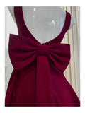 Trendy A line Square Burgundy Satin Sleeveless Formal Short 8th Grade Homecoming Dress Summer Middle School Hoco Dresses Cocktail Dress Birthday Outfits HZ1121