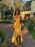 Elegant High Low Spaghetti Straps Burgundy Sleeveless Long Evening Party Gowns Evening Formal Dresses Prom Dress HZ1121