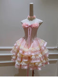 Trendy Ball Gown Spaghetti Straps Pink Lace Sleeveless Formal Short 8th Grade Homecoming Dress Summer Middle School Hoco Dresses Cocktail Dress Birthday Outfits HZ1121