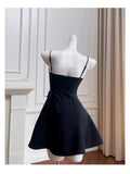Trendy A Line Spaghetti Straps Black Satin Formal Short 8th Grade Homecoming Dress Summer Middle School Hoco Dresses Birthday Outfits HZ1121
