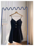 Trendy A Line Spaghetti Straps Black Satin Formal Short 8th Grade Homecoming Dress Summer Middle School Hoco Dresses Birthday Outfits HZ1121