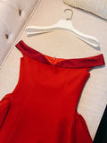 Trendy A line Off The Shoulder Satin Red Formal Short 8th Grade Homecoming Dress Summer Middle School Hoco Dresses Birthday Outfits HZ1121