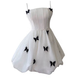 Trendy Ball Gown Spaghetti Straps White Sleeveless Formal Short 8th Grade Homecoming Dress Summer Middle School Hoco Dresses Cocktail Dress Birthday Outfits HZ1121