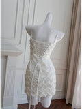 Cute Sheath Spaghetti Straps White Formal Short 8th Grade Homecoming Dress Summer Middle School Hoco Dresses Birthday Outfits HZ1121