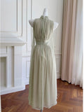 Elegant Glamour A line High Neck Sage Green Bridesmaid Dress Party Gown Summer Bridesmaid Outfits Wedding Guest Dress Ideas For Women HZ1121