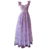 Elegant A line Straps Lilac Lace Sleeveless Long Evening Party Gowns Evening Formal Dresses Prom Dress HZ1121