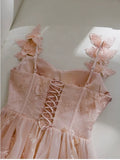 Elegant A line Straps Blush Pink Lace Sleeveless Long Evening Party Gowns Evening Formal Dresses Prom Dress HZ1121