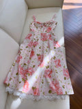 Elegant A line Straps Floral Pink Chiffon Sleeveless Long Evening Party Gowns Evening Formal Dresses Prom Dress HZ1121