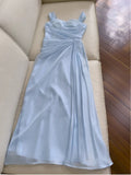 Elegant A line Straps Light Sky Blue Chiffon Sleeveless Long Evening Party Gowns Evening Formal Dresses Prom Dress HZ1121