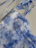 Elegant A line Straps Light Sky Blue Floral Chiffon Sleeveless Long Evening Party Gowns Evening Formal Dresses Prom Dress HZ1121