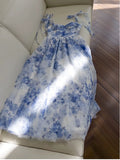 Elegant A line Straps Light Sky Blue Floral Chiffon Sleeveless Long Evening Party Gowns Evening Formal Dresses Prom Dress HZ1121