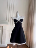 Trendy A line Spaghetti Straps Black Sleeveless Formal Short 8th Grade Homecoming Dress Summer Middle School Hoco Dresses Cocktail Dress Birthday Outfits HZ1121