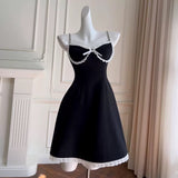 Trendy A line Spaghetti Straps Black Sleeveless Formal Short 8th Grade Homecoming Dress Summer Middle School Hoco Dresses Cocktail Dress Birthday Outfits HZ1121