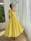Elegant A line Sweetheart Lace Yellow Sleeveless Long Evening Party Gowns Evening Formal Dresses Prom Dress HZ1121