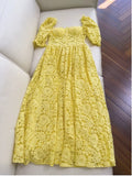 Elegant A line Sweetheart Lace Yellow Sleeveless Long Evening Party Gowns Evening Formal Dresses Prom Dress HZ1121