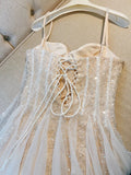 Cute A line Spaghetti Straps Champagne Formal Short 8th Grade Homecoming Dress Summer Middle School Hoco Dresses Birthday Outfits HZ1121