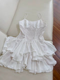 Trendy A line Spaghetti Straps White Lace Short 8th Grade Homecoming Dress Summer Middle School Hoco Dresses Cocktail Dress Birthday Outfits HZ1121