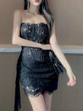 Sexy Sheath Strapless Lace Sleeveless Formal Short 8th Grade Homecoming Dress Summer Middle School Hoco Dresses Cocktail Dress Birthday Outfits HZ1121