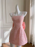 Sexy A Line Spaghetti Straps Pink Lace Sleeveless Formal Short 8th Grade Homecoming Dress Summer Middle School Hoco Dresses Birthday Outfits HZ1121