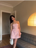 Sexy A Line Spaghetti Straps Pink Lace Sleeveless Formal Short 8th Grade Homecoming Dress Summer Middle School Hoco Dresses Birthday Outfits HZ1121