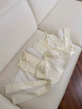 Cute A line Spaghetti Straps Yellow Satin Formal Short 8th Grade Homecoming Dress Summer Middle School Hoco Dresses Birthday Outfits HZ1121