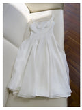 Elegant A line Square Neck White Sleeveless Long Evening Party Gowns Evening Formal Dresses Prom Dress HZ1121