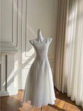 Elegant A line Square Neck White Sleeveless Long Evening Party Gowns Evening Formal Dresses Prom Dress HZ1121