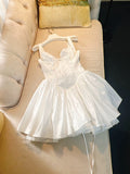 Cute A line Square Neck Red Short Homecoming Dress Summer Middle School Formal 8th Grade Hoco Dresses Cocktail Dress Birthday Outfits HZ1121