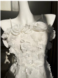 Cute A line Spaghetti Straps White Flowers Formal Short 8th Grade Homecoming Dress Summer Middle School Hoco Dresses Birthday Outfits HZ1121