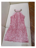 Cute Sheath High Neck Pink Sequin Formal Short 8th Grade Homecoming Dress Summer Middle School Hoco Dresses Birthday Outfits HZ1121