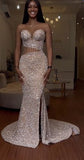 Sexy Mermaid Sweetheart Sequin Split Prom Dresses Party Dress Summer 20th Birthday Outfits Birthday Dresses HZ1121