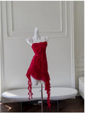 Pretty Sheath Spaghetti Straps Red Chiffon Short 8th Grade Homecoming Dress Summer Middle School Hoco Dresses Cocktail Dress Birthday Outfits HZ1121