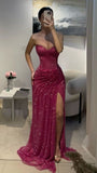 Sexy Mermaid Sweetheart Black Girl Sequin With Split Cut Prom Dresses Party Dress Summer 20th Birthday Outfits Birthday Dresses HZ1121