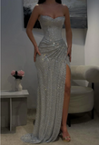 Sexy Mermaid Sweetheart Black Girl Sequin With Split Cut Prom Dresses Party Dress Summer 20th Birthday Outfits Birthday Dresses HZ1121