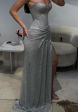 Sexy Mermaid Sweetheart Black Girl Sequin With Split Cut Prom Dresses Party Dress Summer 20th Birthday Outfits Birthday Dresses HZ1121