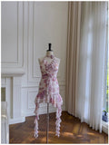 Pretty Sheath Halter Floral Chiffon Ruffles Short 8th Grade Homecoming Dress Summer Middle School Hoco Dresses Cocktail Dress Birthday Outfits HZ1121
