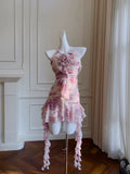 Pretty Sheath Halter Floral Chiffon Ruffles Short 8th Grade Homecoming Dress Summer Middle School Hoco Dresses Cocktail Dress Birthday Outfits HZ1121