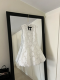 Cute A line Scoop Neck White Lace Formal Short 8th Grade Homecoming Dress Summer Middle School Hoco Dresses Birthday Outfits HZ1121