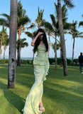Sexy Mermaid Square Neck Mint Green Long Prom Dresses Party Dress Summer 20th Birthday Outfits Birthday Dresses HZ1121