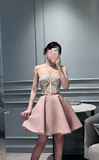 Cute A line Spaghetti Straps Pink Formal Short 8th Grade Homecoming Dress Summer Middle School Hoco Dresses Birthday Outfits HZ1121
