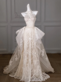 Pretty Wedding Dress Mermaid High Neck Lace Long White Wedding Dresses Bridal Gowns HZ1121