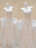 Pretty Wedding Dress Sheath High Neck Lace Long Wedding Dresses Summer Country Bridal Gowns HZ1121