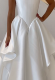 Modest Wedding Dress Ball Gown Strapless Satin White Long Wedding Dresses Brides Dress Bridal Gowns HZ1121