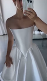 Pretty Wedding Dress Ball Gown Strapless White Satin Long Wedding Dresses Bridal Gowns HZ1121