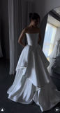 Pretty Wedding Dress Ball Gown Strapless White Satin Long Wedding Dresses Bridal Gowns HZ1121