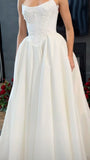 Pretty Wedding Dress Ball Gown Strapless Satin White Long Wedding Dresses Bridal Gowns HZ1121