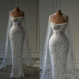 Modest Wedding Dress Mermaid Strapless Lace Long White Wedding Dresses Brides Dress Bridal Gowns HZ1121